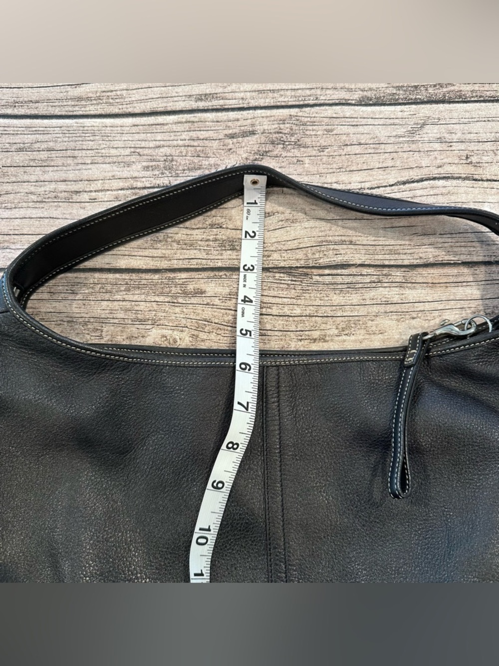 Vintage Y2K Classic Black Leather Coach Hobo Shoulder Bag with Logo Lining - Picture 6 of 11